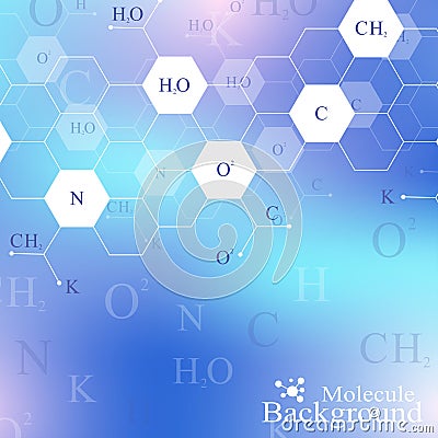 Scientific hexagonal chemistry pattern. Structure molecule DNA research as concept. Science and technology background Vector Illustration