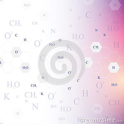 Scientific hexagonal chemistry pattern. Structure molecule DNA research as concept. Science and technology background Vector Illustration