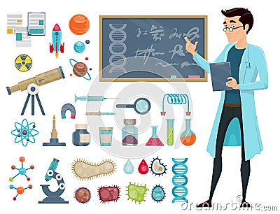 Scientific Icons Set Vector Illustration