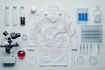 Scientific Lab Coat, Exploring Microscopic Worlds with Advanced Equipment and Precise Measurements, Unveiling Scien Stock Photo