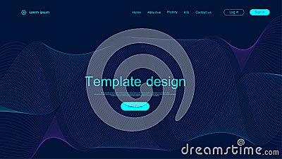 Scientific landing page template design. Horizontal health care header web banner. Abstract background with lines wave Cartoon Illustration