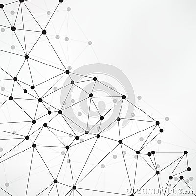 Geometric abstract background with connected line and dots. Structure molecule and communication. Big Data Visualization. Medical, Cartoon Illustration