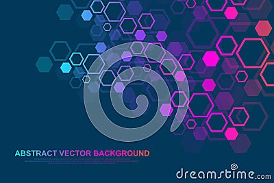 Scientific molecule background for medicine, science, technology, chemistry. Wallpaper or banner with a DNA molecules Vector Illustration