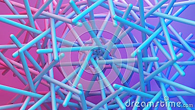 Scientific or technology abstractions with canes, sticks or rods flying in surreal symmetric structure. Abstract Cartoon Illustration