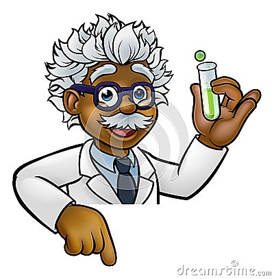 Scientist Cartoon Character Holding Test Tube Vector Illustration