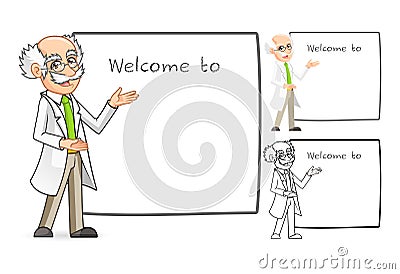 Scientist Cartoon Character with Welcoming Arms Vector Illustration