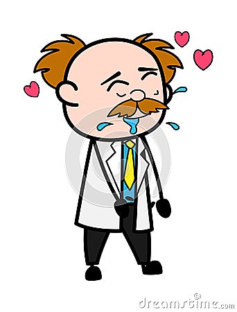 Scientist Cartoon Drooling in Love Stock Photo
