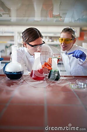 Scientist in chemical lab research vaccine Stock Photo