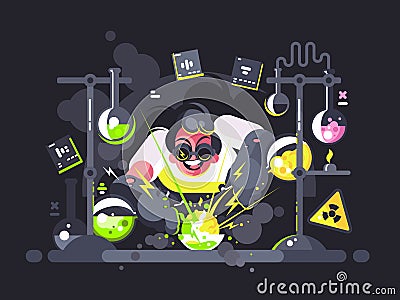 Scientist chemist making chemical experiment Vector Illustration