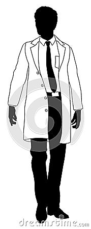 Scientist Chemist Pharmacist Man Silhouette Person Vector Illustration