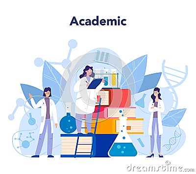 Scientist concept. Idea of education and innovation. Biology, Vector Illustration