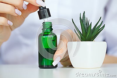 The scientist,dermatologist make the organic natural herb cosmet Stock Photo