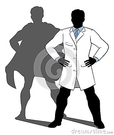 Scientist Super Hero Silhouette Vector Illustration