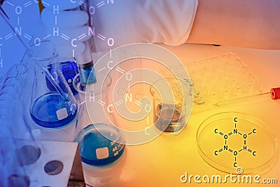 Scientist with equipment,science research,science background Stock Photo