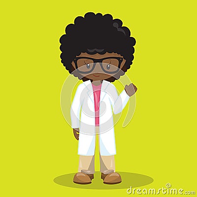 scientist girl black 03 Vector Illustration