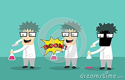 Scientist kid got accident from experimentation Vector Illustration