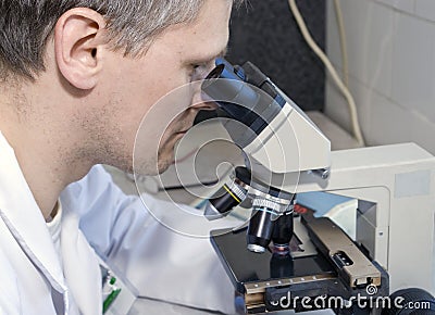 Scientist in laboratory Stock Photo