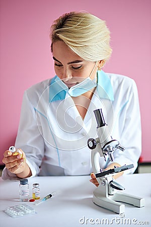 Scientist make research in laboratory, coronavirus covid-19 vaccine development Stock Photo