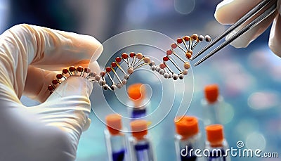 Scientist modifying DNA sequence in lab , generated by AI Stock Photo