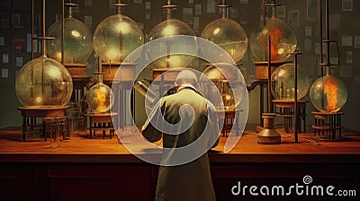 A scientist observing an experiment and forming hypotheses, symbolizing the development of theories through systematic observation Stock Photo