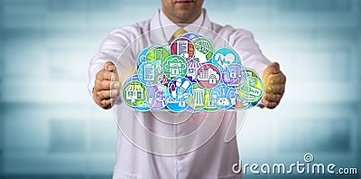 Scientist Safeguarding Applications In The Cloud Stock Photo