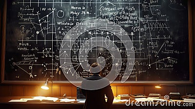 Scientist studying advanced mathematical formulas Stock Photo