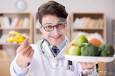 The scientist studying nutrition in various food Stock Photo