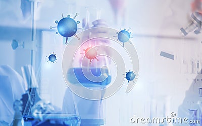 Scientist test lab for research anti virus or vaccine of Covid-19 Stock Photo