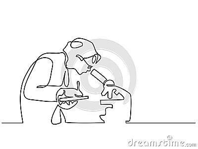 Scientist woman looking through microscope Vector Illustration