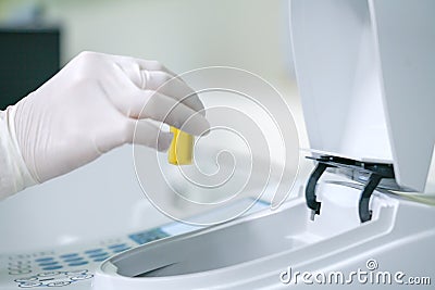 Scientist working at water quality test use by Spectrophotomete Stock Photo