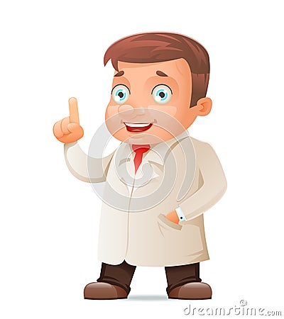 Scientist Young Cute Test-tube Icon Retro 3d Cartoon Design Character Vector Illustration Vector Illustration