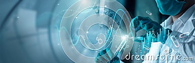 Scientists are experimenting Genetic research and Biotech science Human Biology and pharmaceutical technology on laboratory Stock Photo