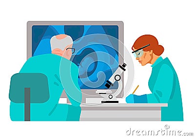 Scientists in medical laboratory Vector Illustration