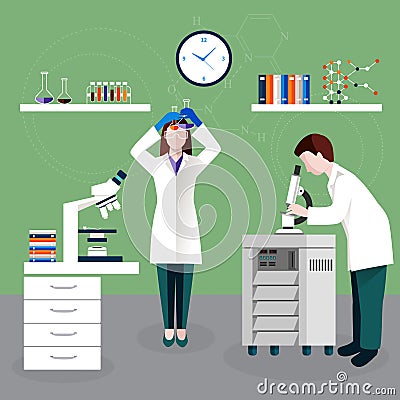 Scientists People And Laboratory Composition Vector Illustration