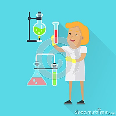 Scientists Woman at Work Vector Illustration