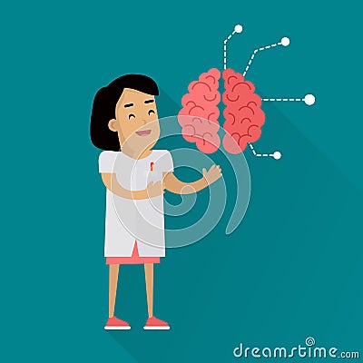 Scientists Woman at Work Vector Illustration