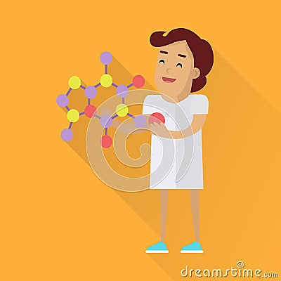 Scientists Woman at Work Vector Illustration