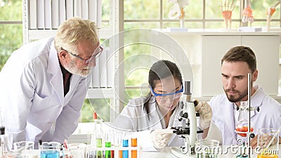 Scientists are working in science labs. Stock Photo