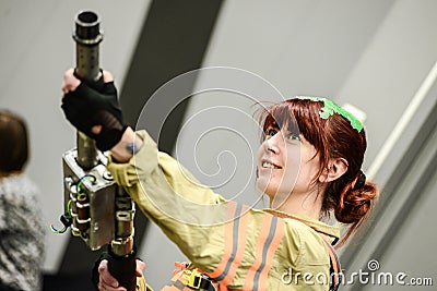 Series of photography at comic con convention, on Ghostbuster like people Editorial Stock Photo