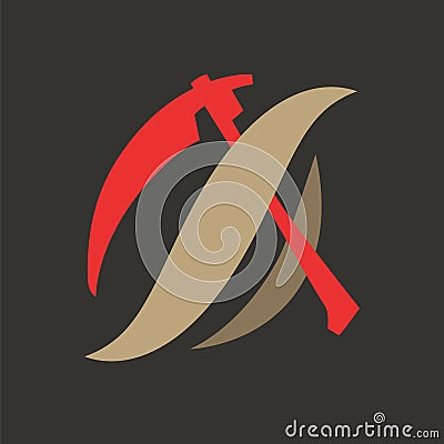 Scifi Emblem, Fantasy Scythe Blazon. Vector EPS10 Vector Illustration