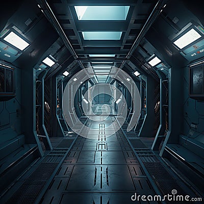 scifi futuristic corridor Stock Photo