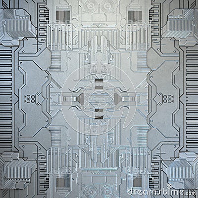 SciFi Panels. Futuristic texture. Spaceship hull geometric pattern. 3d illustration. Cartoon Illustration