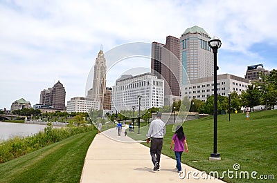 Scioto Mile, in downtown Columbus, OH Editorial Stock Photo