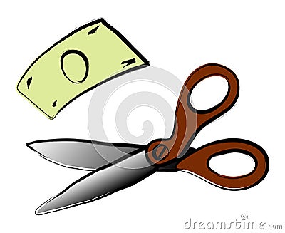 Scissor and money Cartoon Illustration