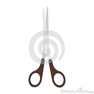 Scissor vector cut tool icon illustration isolated white design. Black symbol paper scissor tool equipment sign. Business object Vector Illustration