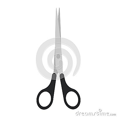 Scissor vector cut tool icon illustration isolated white design. Black symbol paper scissor tool equipment sign. Business object Vector Illustration