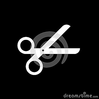 Scissor vector icon isolated on black background. Vector Illustration