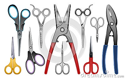 Scissor vector illustration on white background. Clippers vector realistic set icon. Isolated realistic set icon scissor Vector Illustration