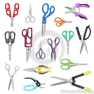 Scissor vector professional pair of scissors cutting hair or scissoring with cutter and pruning shears prune or Vector Illustration