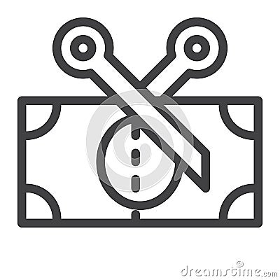 Scissors and banknote line icon Vector Illustration